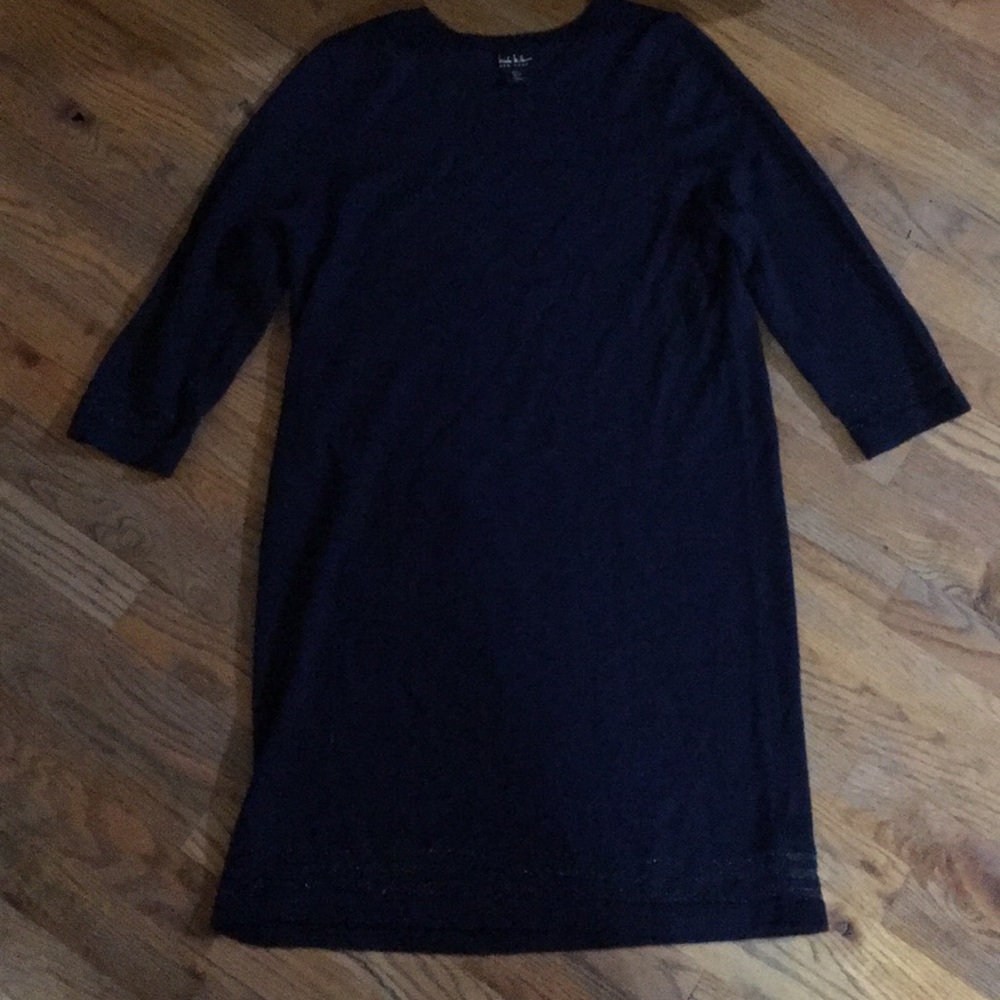 Nicole Miller, navy blue dress.